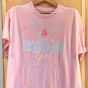 NWT Disney Parks Disneyland Just a Disneyland Girl Pink Castle Graphic T-Shirt
